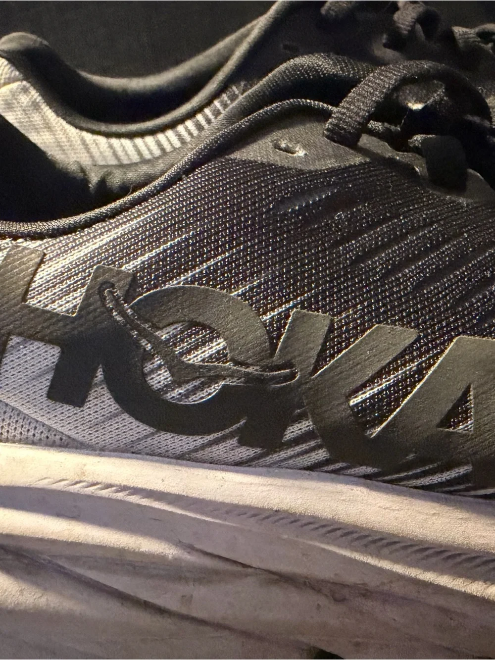 Hoka Rincon 3 Black and White women's Athletic Running Shoes